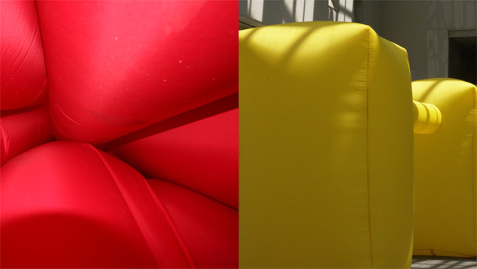 Art exhibition announcement post card for an inflatable installation