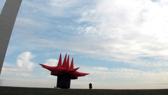 Inflatable performance art under the Gateway Arch in Saint Louis