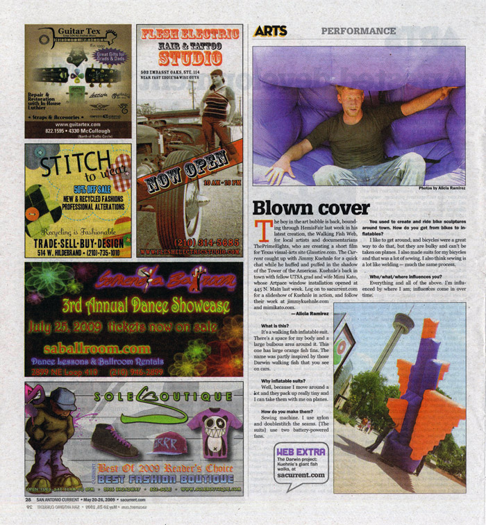 Article by Alicia Ramirez in the San Antonio Current about inflatable artist Jimmy Kuehnle