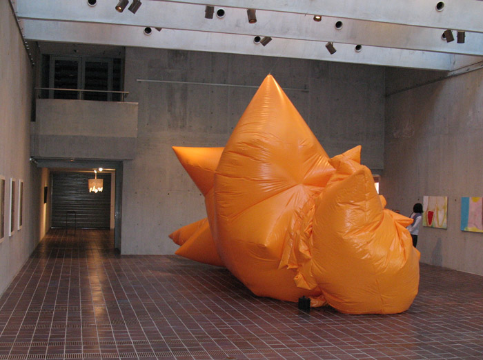 Big Blob inflatable suit installed in exhibition space in Nagoya, Japan