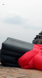 Time lapse sequence of an inflatable suit inflating part 2