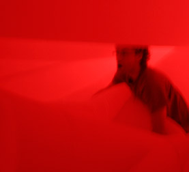 Kjell Hahn inside an inflatable installation in Kyoto, Japan