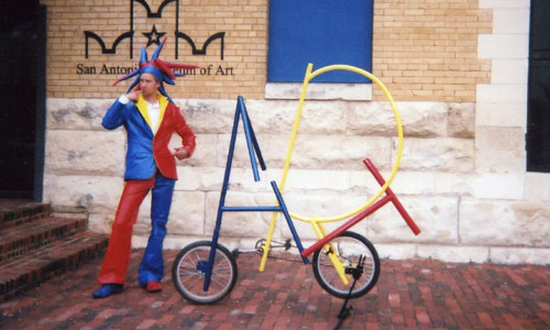 Jimmy Kuehnle with the ART Bike at the San Antonio Art Museum in San Antonio, TX