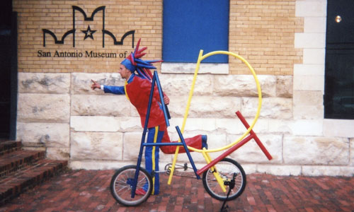 Jimmy Kuehnle with the ART Bike at the San Antonio Art Museum in San Antonio, TX