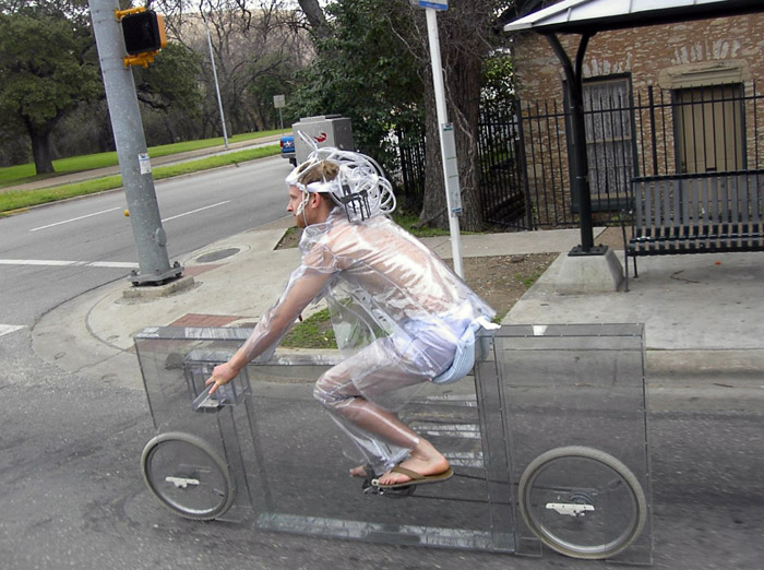 Invisible bicycle at an intersection.