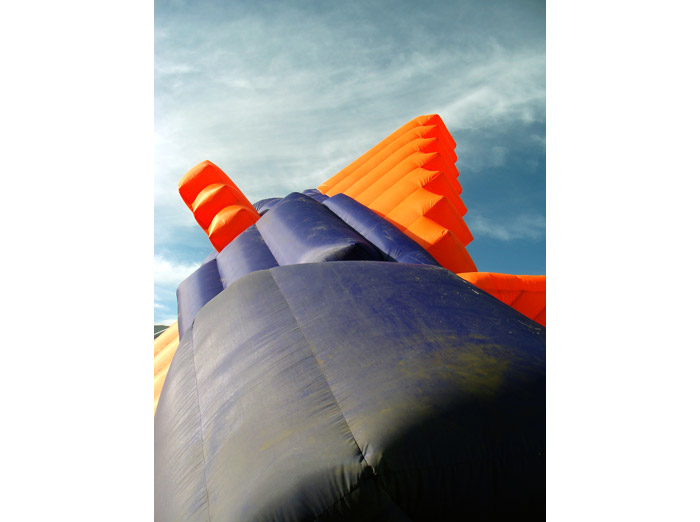 View from below and inflatable suit.