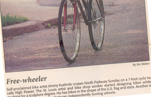 Photo in the Memphis Commercial Appeal about a tall bike.